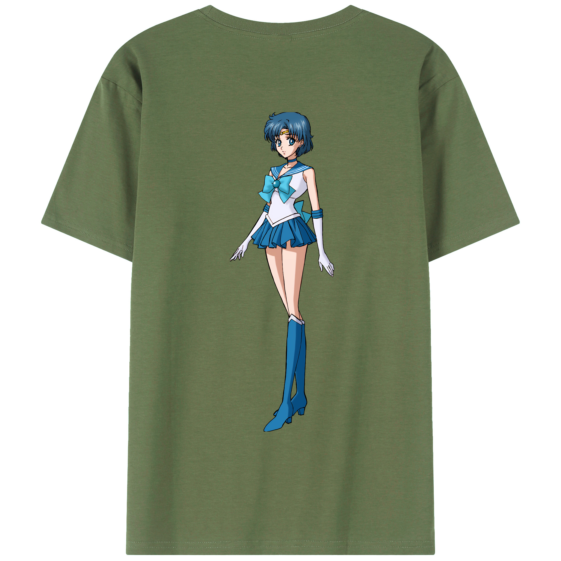 （画像用） 美少女戦士セーラームーン 水野 亜美 みずの あみ Sailor Moon Mizuno Ami 綿100％ メンズ半袖Tシャツ（バックプリント） 通気性
